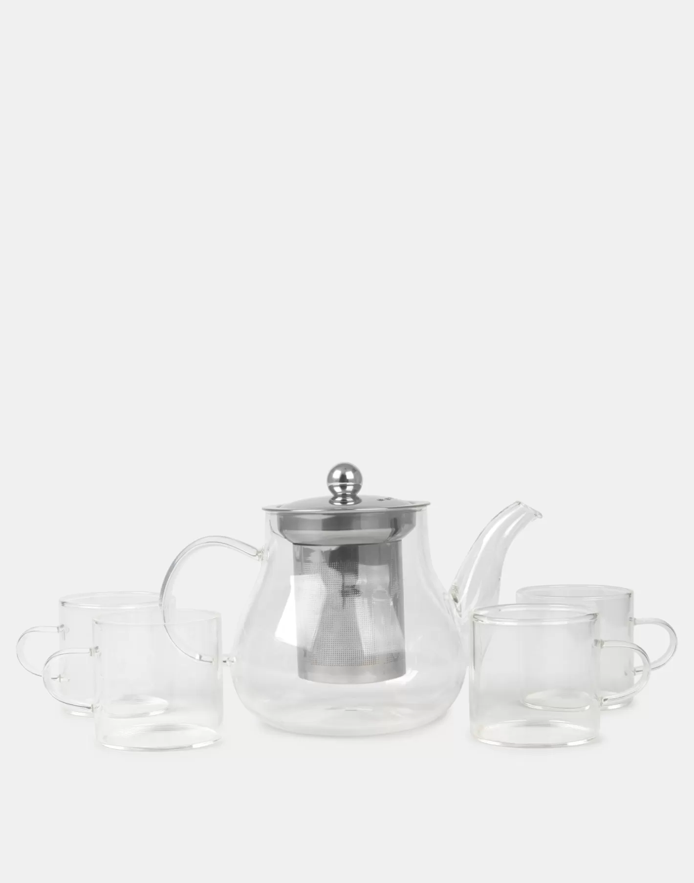 Natura Selection Glass Teapot Set With 4 Cups