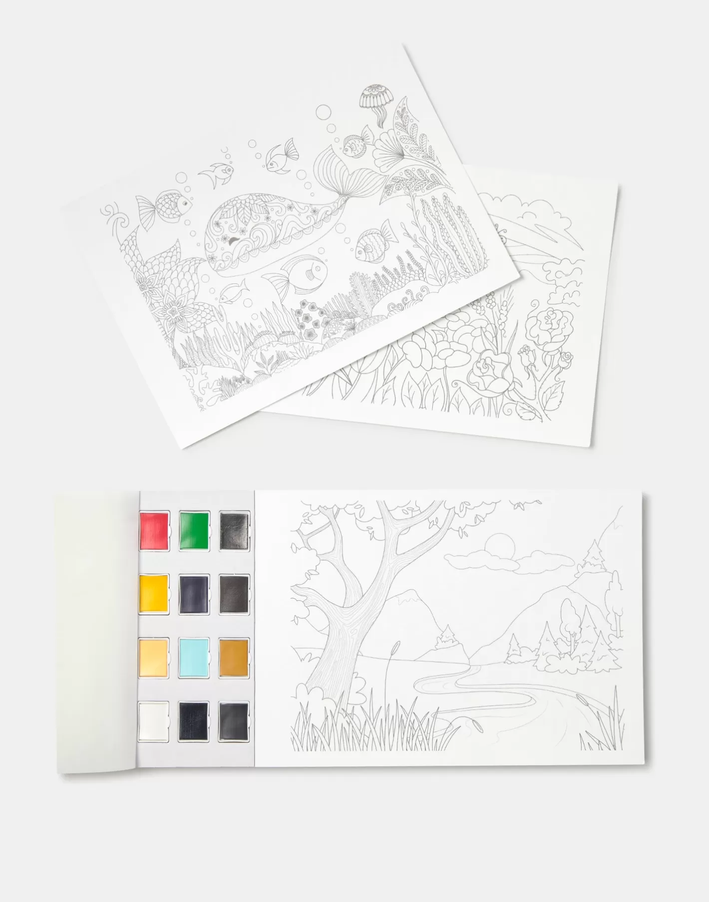 Natura Selection Set With Watercolor Book And Watercolors