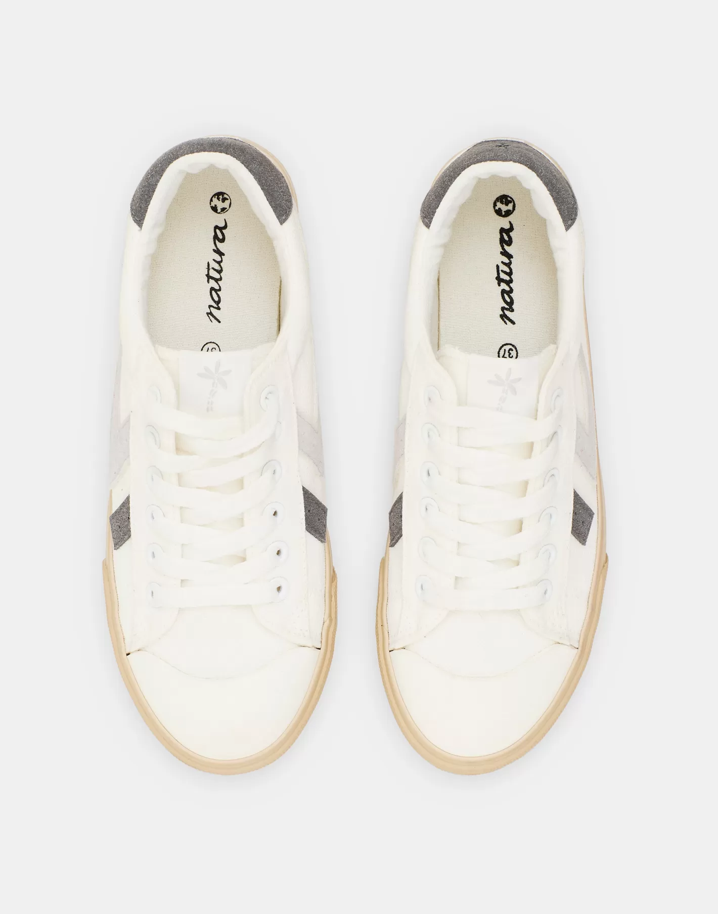 Natura Selection White Sneakers With Stripes